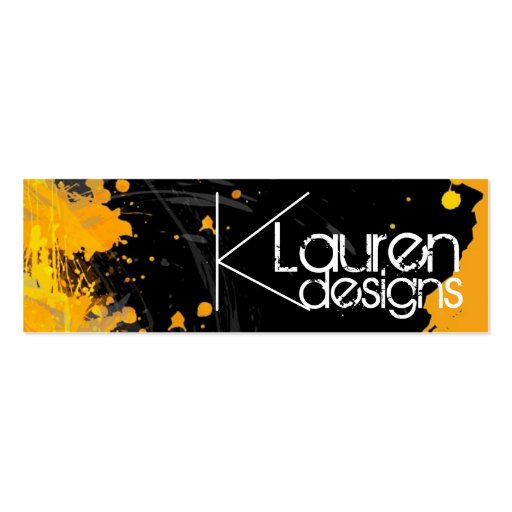 black orange abstract skinny business card (front side)