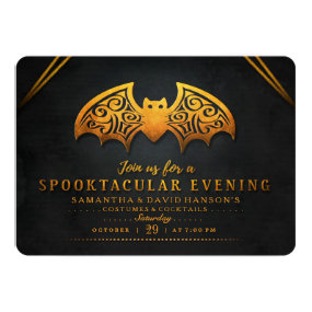 Black & Orange Bat Spooktacular Evening Invite