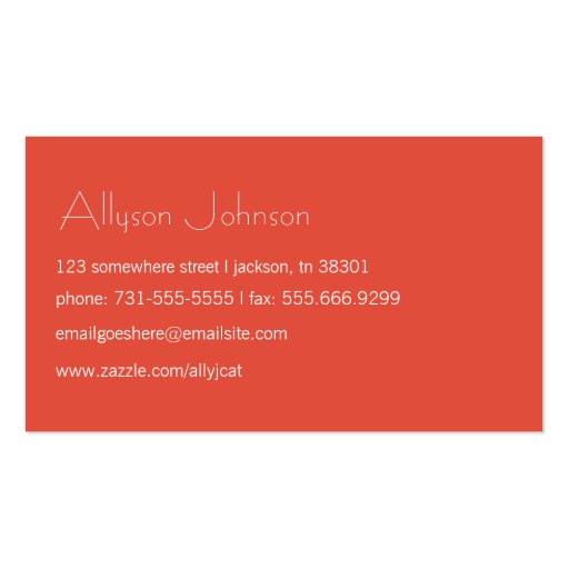 Black & Orange Chevron Design Business Cards (back side)