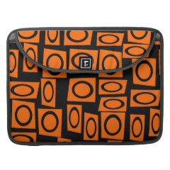 Black Orange Fun Circle Square Pattern Gifts Sleeves For MacBook Pro