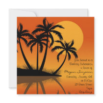 Black & Orange Island Palm Tree Birthday Invite