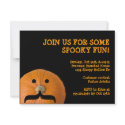 Black orange mustache pumpkin host Halloween party invitation