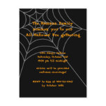 Black orange spider web Halloween invitation card Postcard