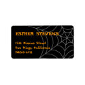 Black orange spider web Halloween return address label