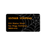 Black orange spider web Halloween return address Personalized Address Label