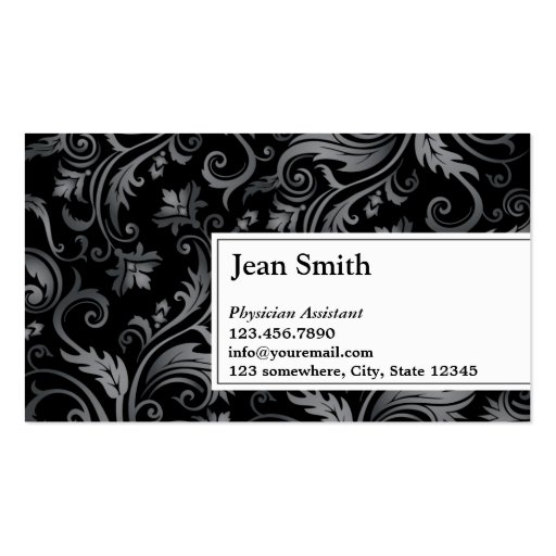 Black Ornament Physician Assistant Business Card