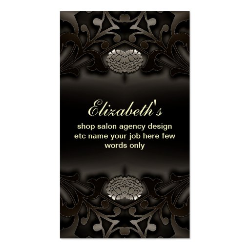 black ornate business card (front side)