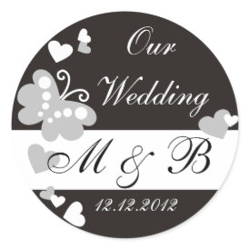 Black Our Wedding Monogram Sticker sticker