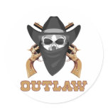 Black Outlaw Round Stickers