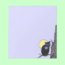 Black Owl Tree Moon Stars notepads