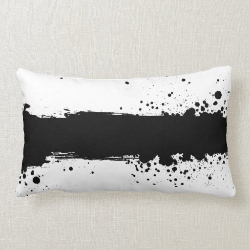 Black Paint Splatter B&W Throw Pillow | Zazzle