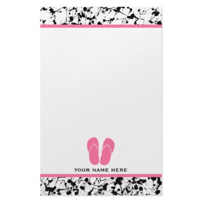 Black Paint Splatter & Pink Flip Flops Stationery by thepinkschoolhouse