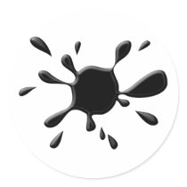 Black Paint Splodge Round Stickers