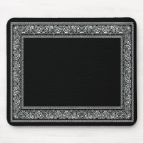 Black Paisley Bandana Mouse Pad