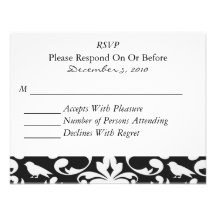Black Paisley RSVP Card Custom Invitations