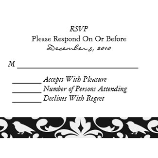Black Paisley RSVP Card invitation