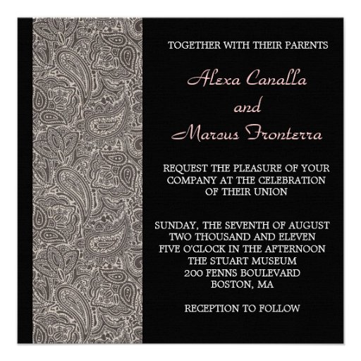 Black Paisley Wedding Invitation