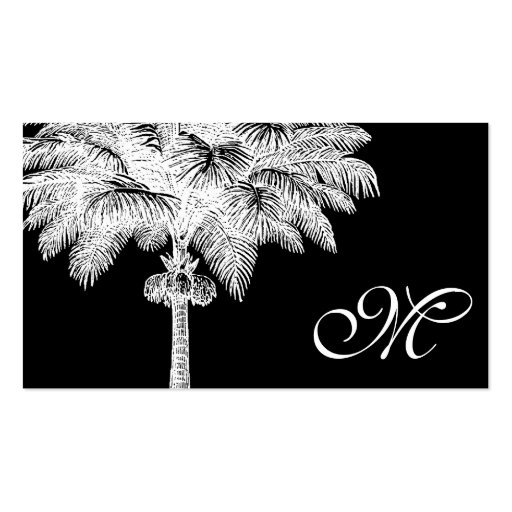 Black Palm Tree Monogrammed Business Cards (front side)