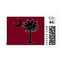 Black Palmetto with Garnet Background Postage