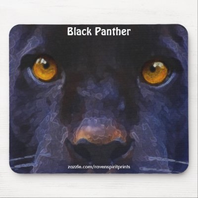 Black Panther Black Jaguar Face Art Mousepad by RavenSpiritPrints
