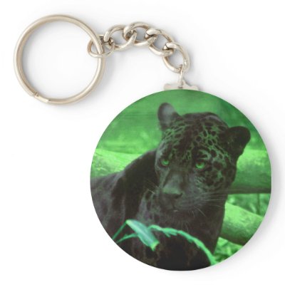 Black Panther Jaquar on Green Keychain by deleas