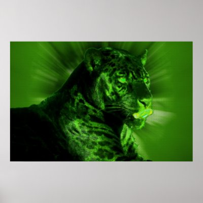 Black Panther on Green Print by deleas