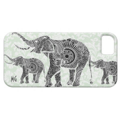 Black & Pastel Pastel Floral Elephant-Monogram iPhone 5 Cover