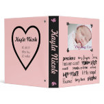 Black & Pastel Pink Girls Baby Book 3 Ring Binders