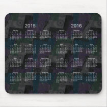 Black Patchwork 2015-2016 2 Year Calendar Mousepad
