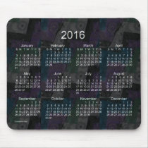 Black Patchwork 2016 Calendar Mouse Pad