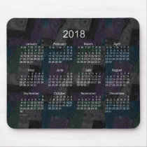 Black Patchwork 2018 Calendar Mouse Pad