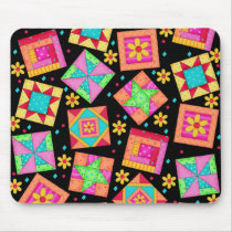 Black Patchwork Quilt Blocks Mousepad