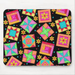 Black Patchwork Quilt Blocks Mousepad
