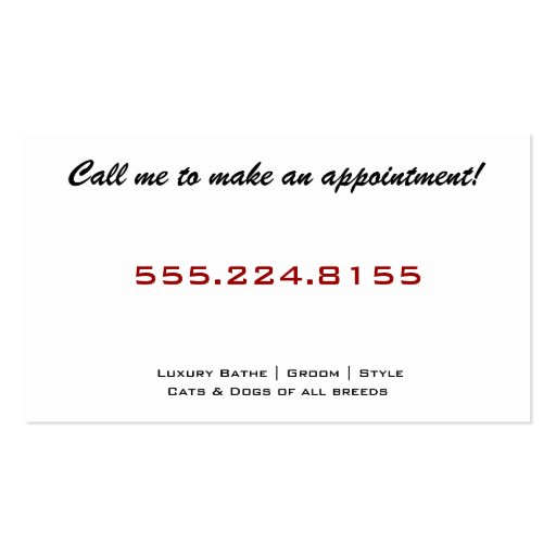 Black Paw Print Pet Grooming Business Cards (back side)