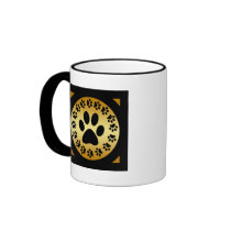 BLACK PAW PRINTS ON GOLD MUGS