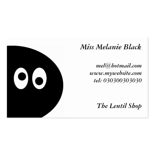 Black Pea Man Business Card Templates (front side)