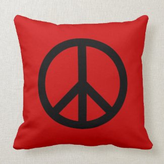 Black Peace Sign/Red and Blue/Pillow