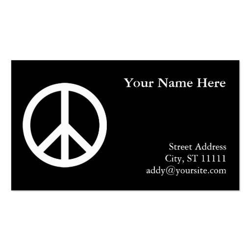 Black Peace Symbol Business Card
