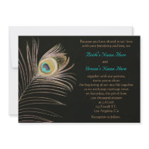 Black Peackock Wedding Invitation