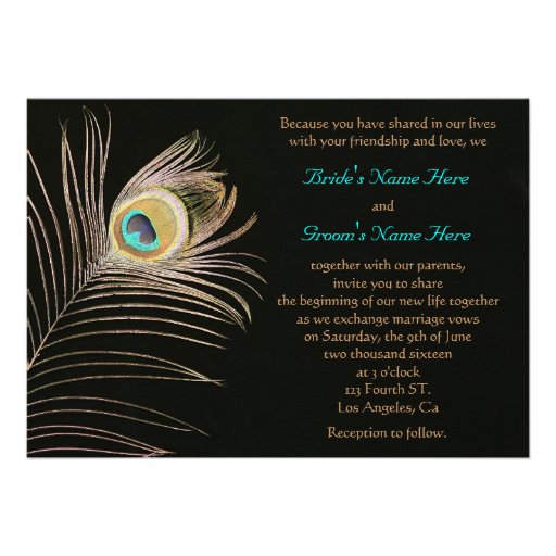 Black Peackock Wedding Invitation