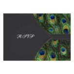 Black Peacock Wedding RSVP Personalized Announcements