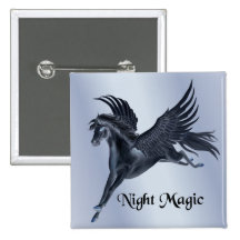 Black Pegasus Pinback Button
