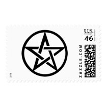 black pentacle pentagram ring postage stamp