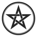 black pentacle round sticker