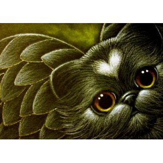 Black Persian Angel Cat with Heart Customize Card card
