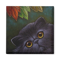 BLACK PERSIAN CAT - AUTUMN Magnet by BY_CYRA BLACK PERSIAN CAT - AUTUMN Magnet