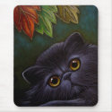 BLACK PERSIAN CAT - AUTUMN Mousepad