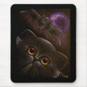 BLACK PERSIAN CAT & BAT - HALLOWEEN Mousepad