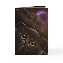 BLACK PERSIAN CAT BAT HALLOWEEN NIGHT 3 cards by BY_CYRA BLACK PERSIAN CAT BAT HALLOWEEN NIGHT 3 cards