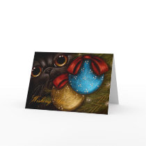 BLACK PERSIAN CAT BEHIND THE ORNAMENTS ZAZ, Wis... cards by BY_CYRA BLACK PERSIAN CAT BEHIND THE ORNAMENTS ZAZ, Wis... cards